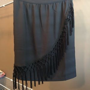 Black skirt with fringe in front